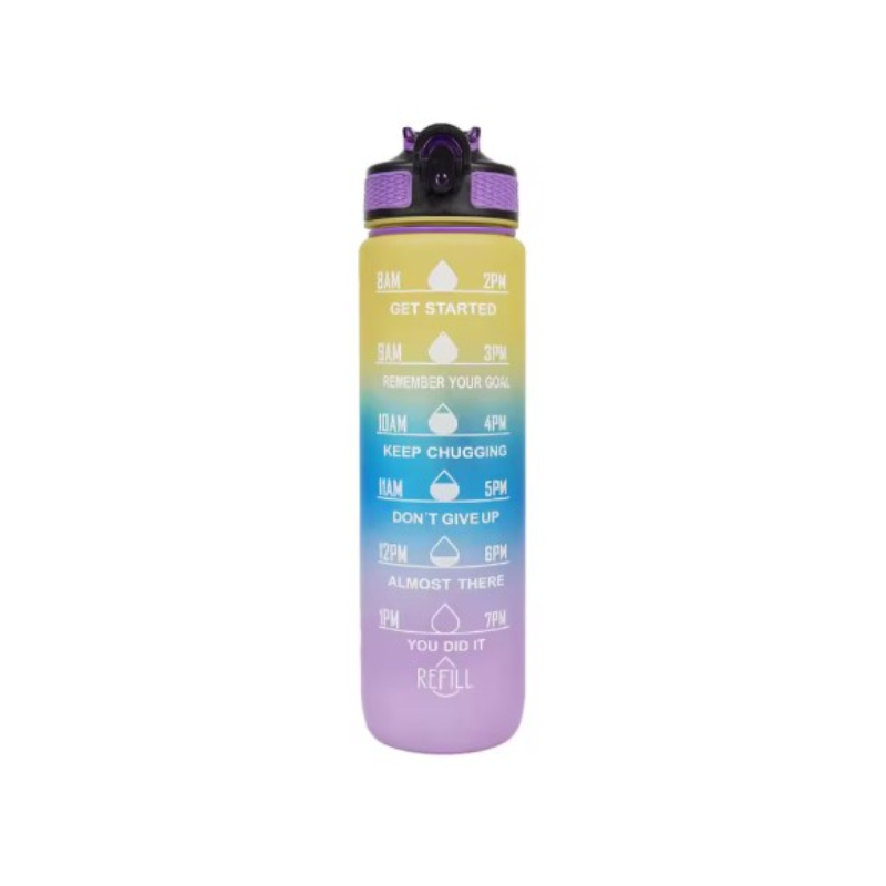 water bottle with straw - Purple and Yellow