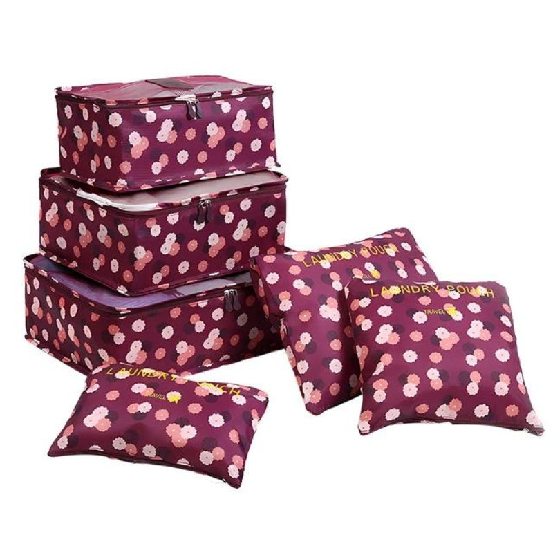 travel bag organizer - Red Floral Pattern