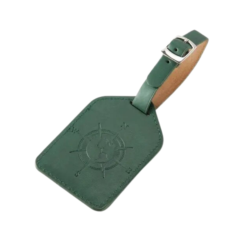 leather luggage tag - Green