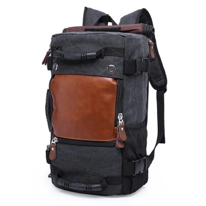 sturdy vintage travel backpack - Black