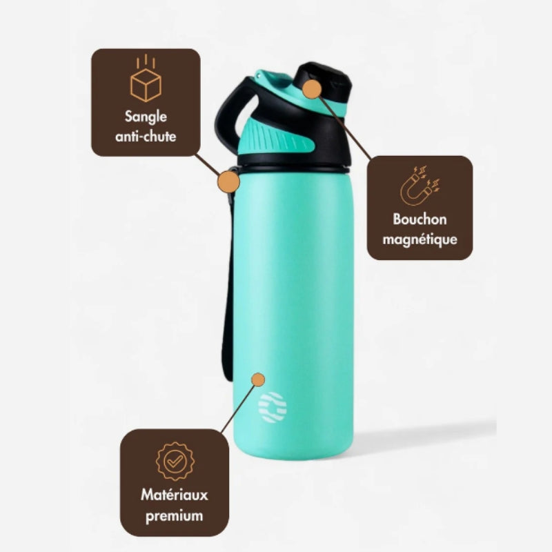 insulated bottle 1l close up cap - Turquoise to Lavender Gradient - Navy Blue - Black - Green - Lavender