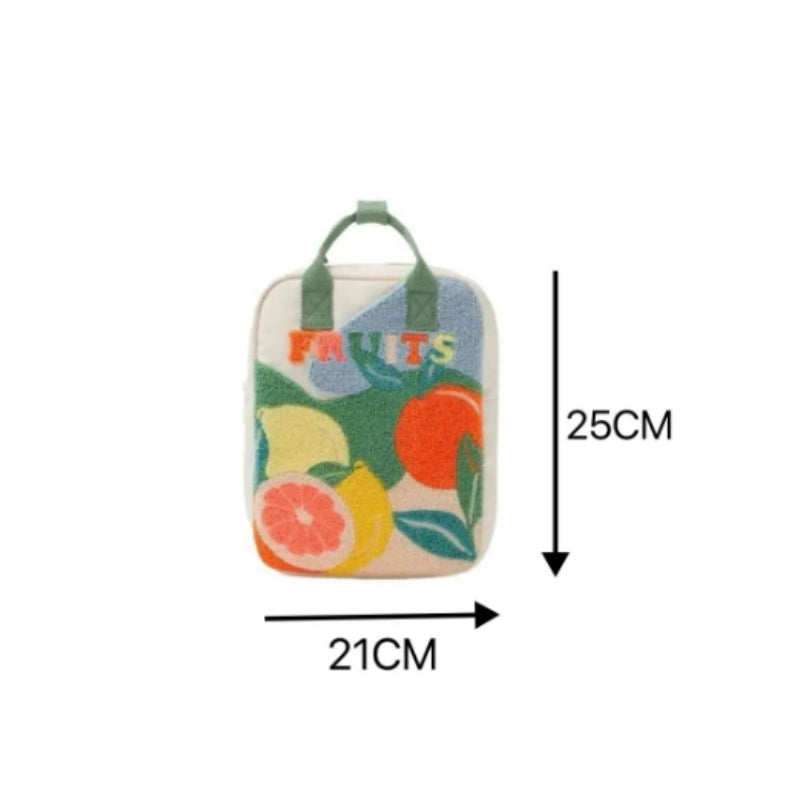 small children's backpack dimensions indicated - Multiple Patterns - Dinosaur Pattern - Space Pattern - Floral Pattern