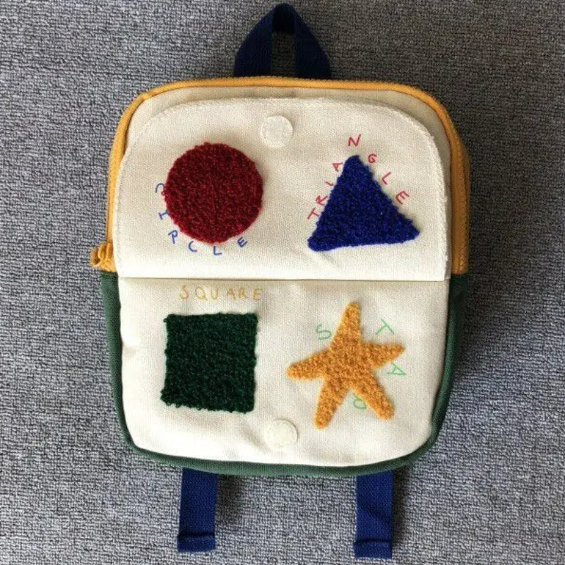 small backpack child colorful geometric shapes - Multiple Patterns - Dinosaur Pattern - Space Pattern - Floral Pattern