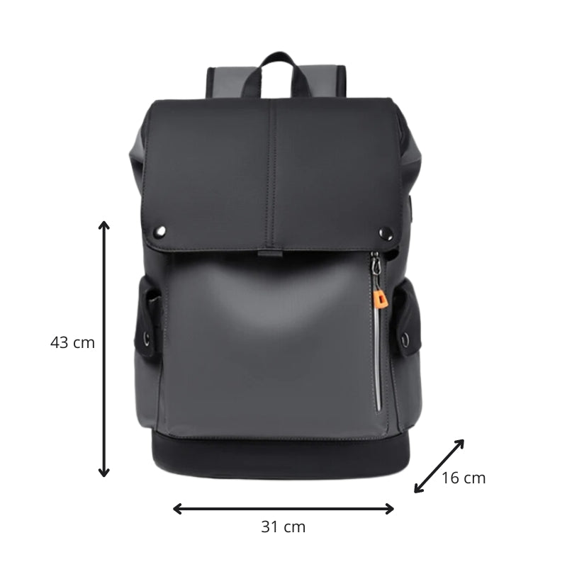 urban waterproof backpack displayed dimensions - Black - Grey - Gray - Dark grey - Dark gray - Light grey - Light gray