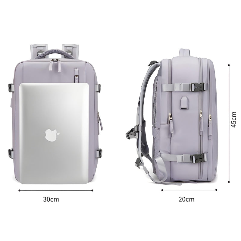 cabin travel backpack close up zip closure - Lavender - Black - Grey - Gray - Green - Army Green