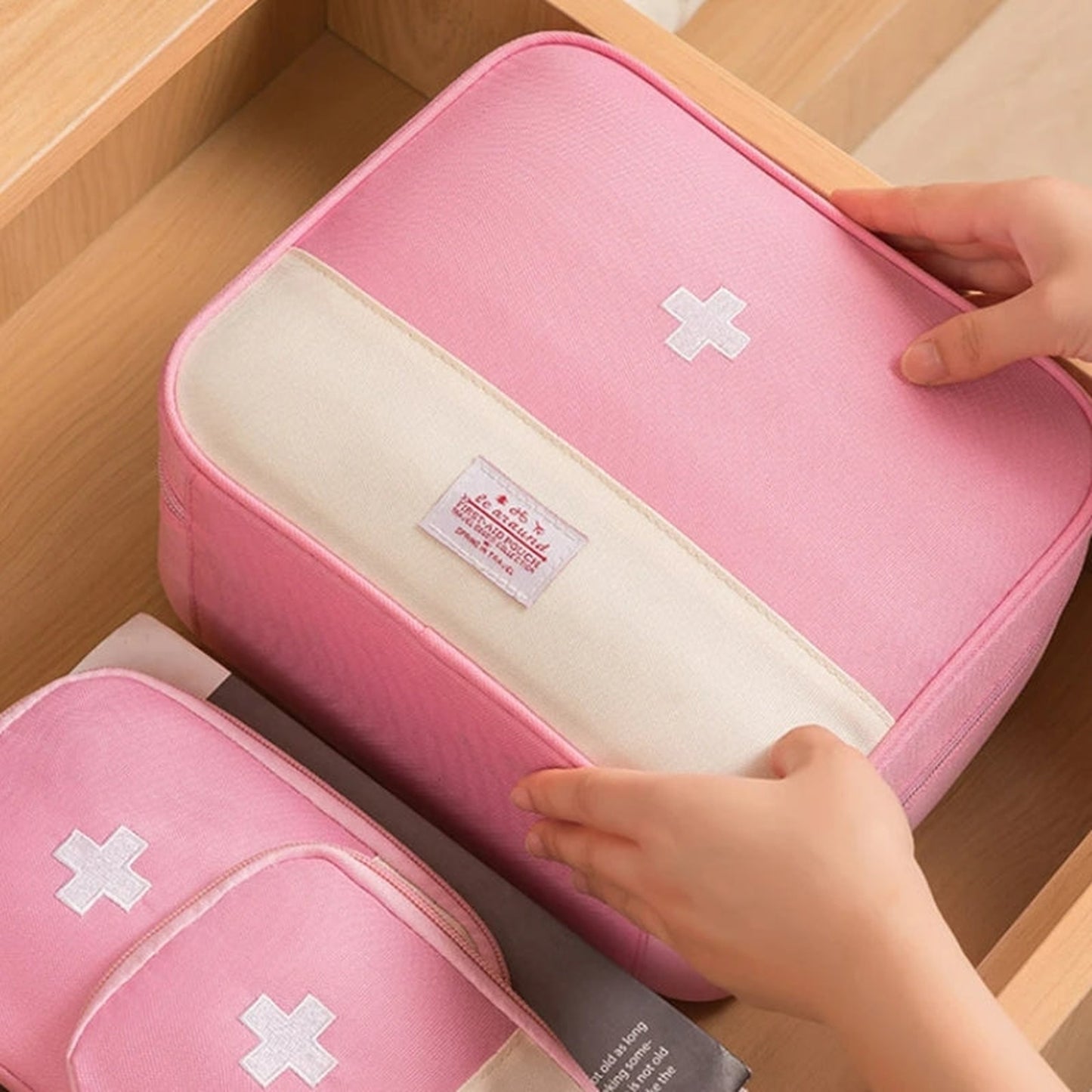 travel medication pouch close up open pouch - Yellow - Red - Pink - Blue