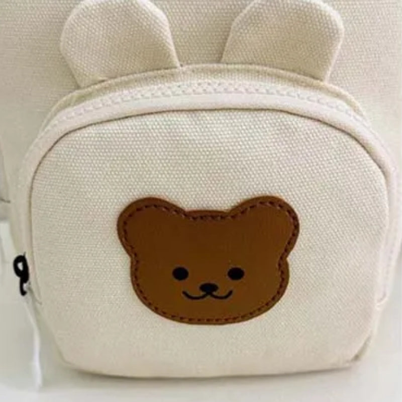 children's backpack 3 years close up bear pattern - Beige - Pink - Yellow - Cream White