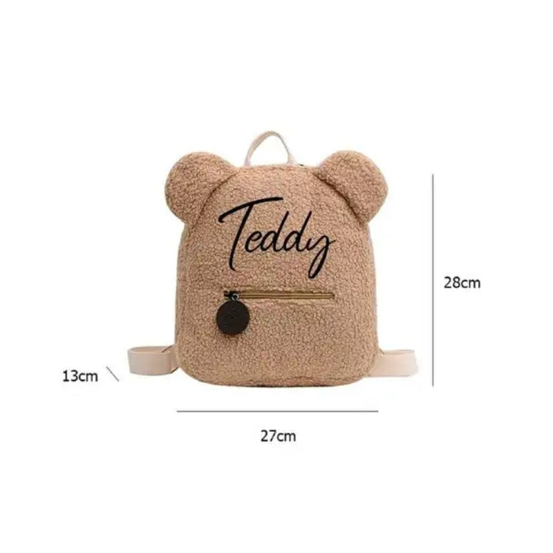 customizable child backpack close up zip closure - Brown - Beige - Light Blue - Cream White - Dark Green - Pink - Light Pink - Turquoise - Black - Taupe