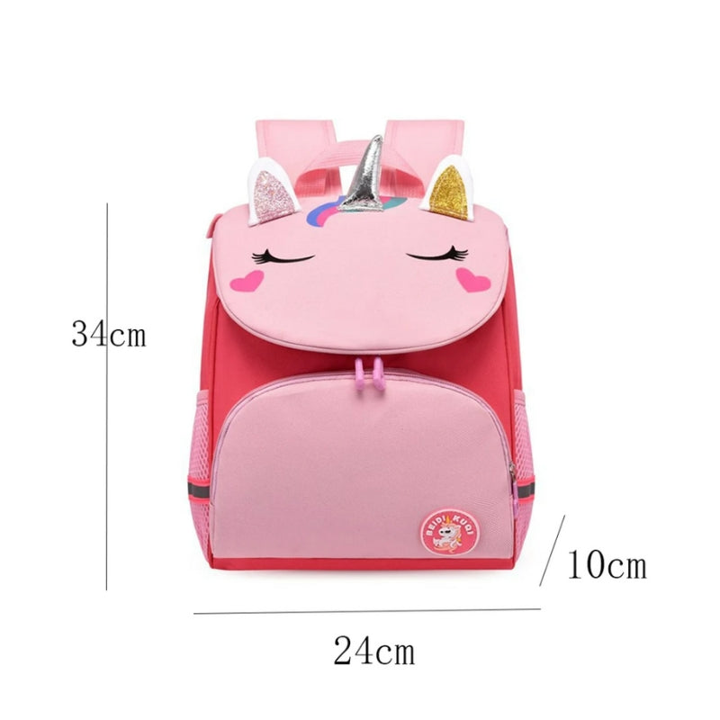 customizable children's backpack close up front - Pink and Purple