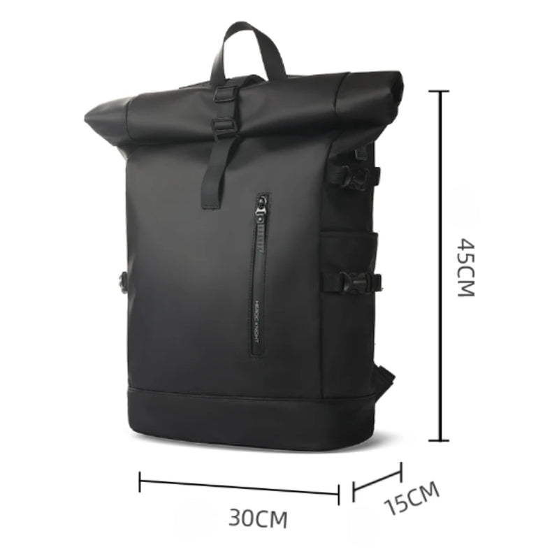 waterproof roll top backpack close up zip closure - Green - Black - Grey - Gray - Pink - Navy Blue