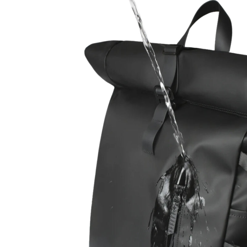 waterproof roll top backpack close up on water - Green - Black - Grey - Gray - Pink - Navy Blue