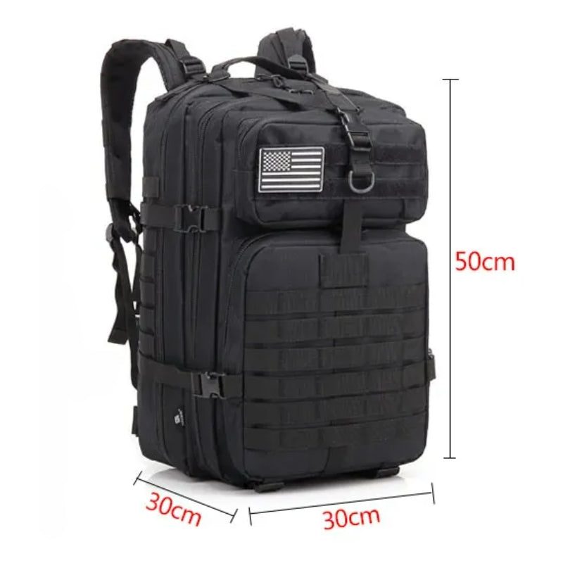 military hiking backpack close up on bag - Beige - Black - Green