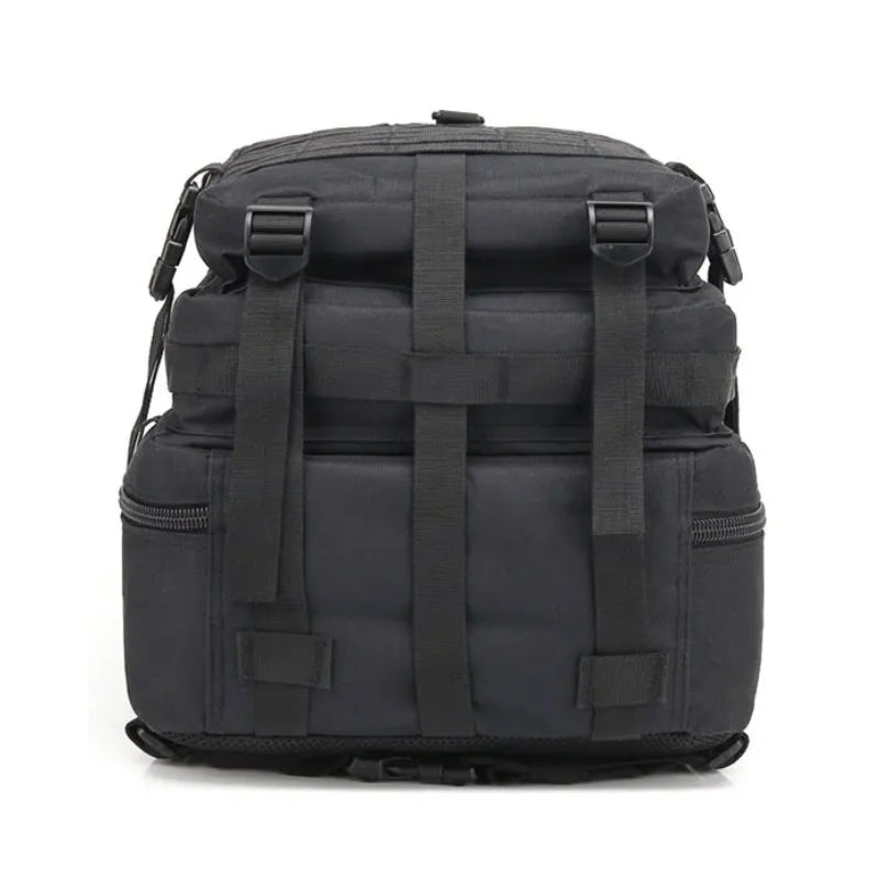 military hiking backpack close up zip closure - Black
