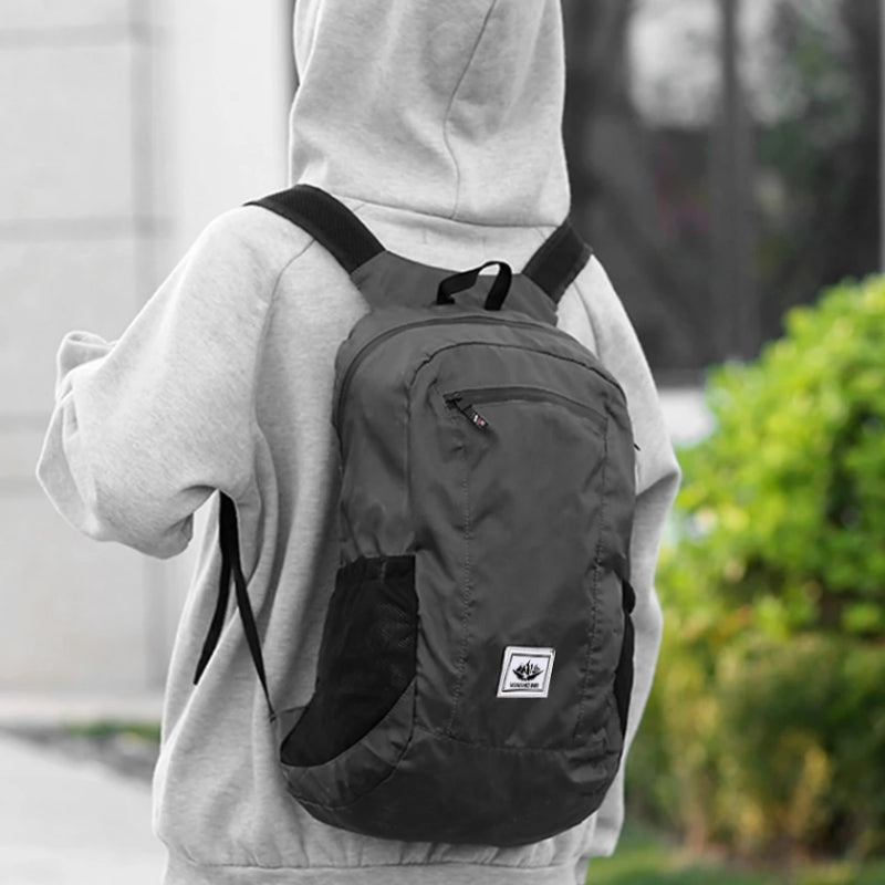ultra-light hiking backpack worn on back - Pink - Green - Orange - Black - Navy Blue - Grey - Gray