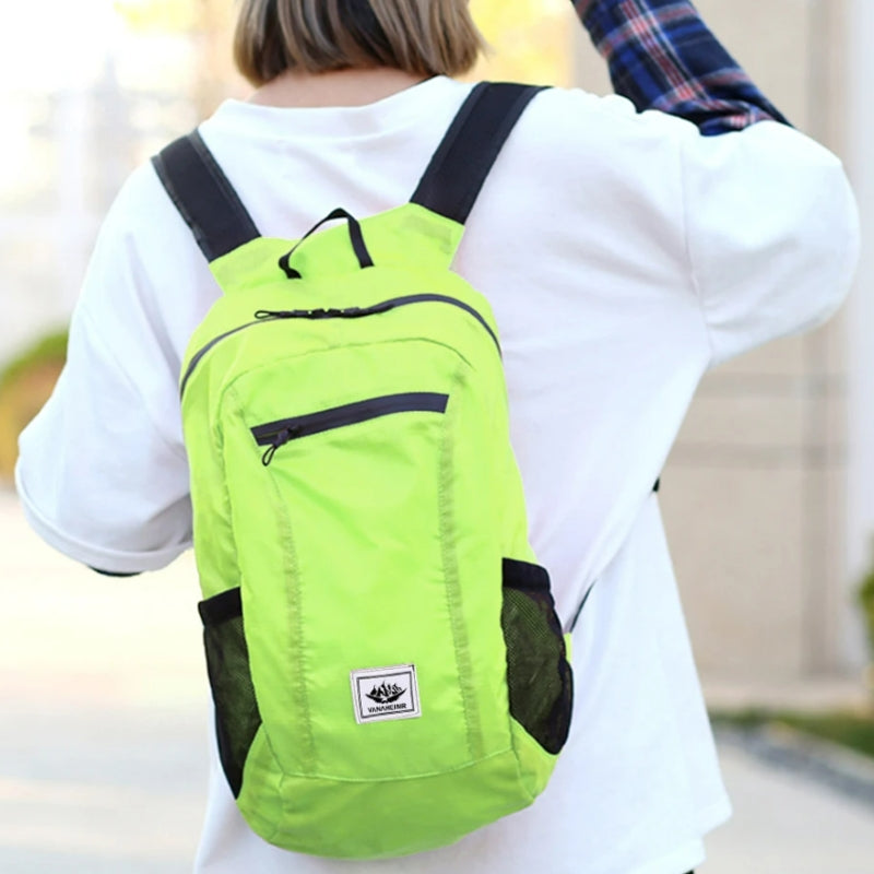 ultra-light hiking backpack worn on back - Pink - Green - Orange - Black - Navy Blue - Grey - Gray