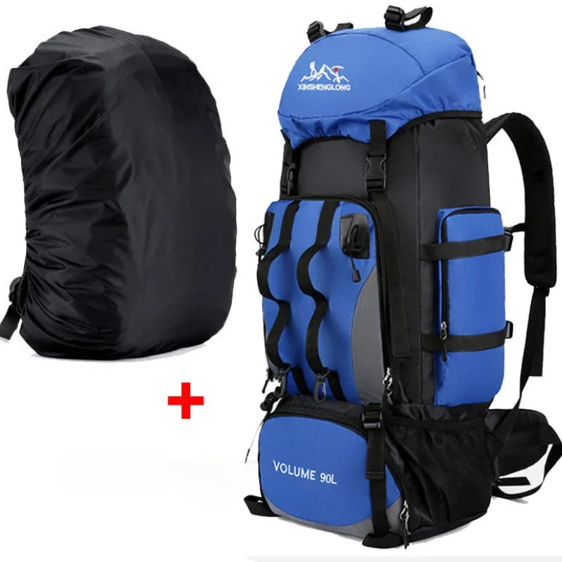 trekking backpack - Light Blue - With Water-Resistant Cover