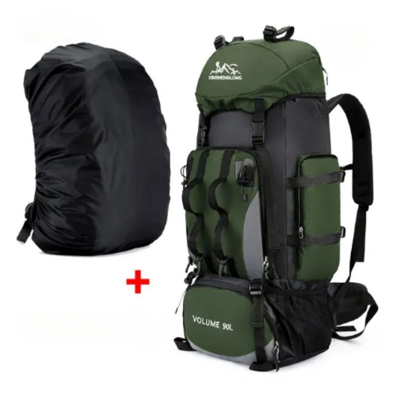 trekking backpack - Green - With Water-Resistant Cover