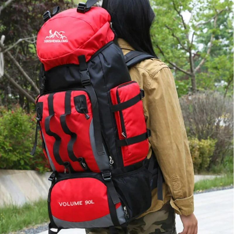 trekking backpack worn on back - Light Blue - Red - Green - Navy Blue - Black