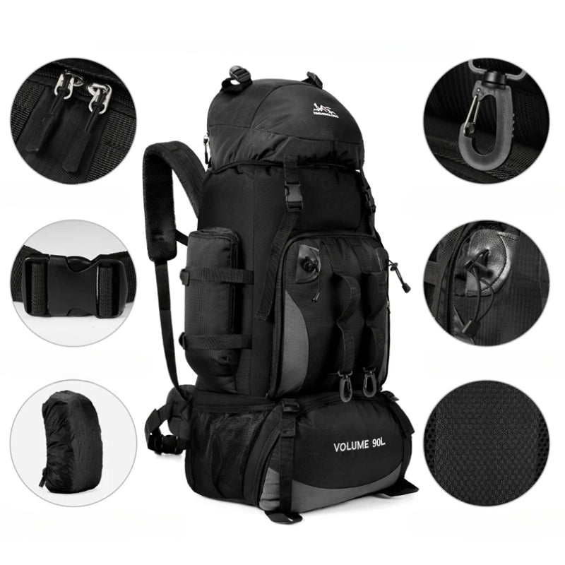 trekking backpack close up zip closure - Light Blue - Red - Green - Navy Blue - Black