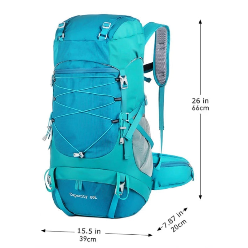 50l hiking bag close up details - Turquoise - Army Green - Blue - Black - Red