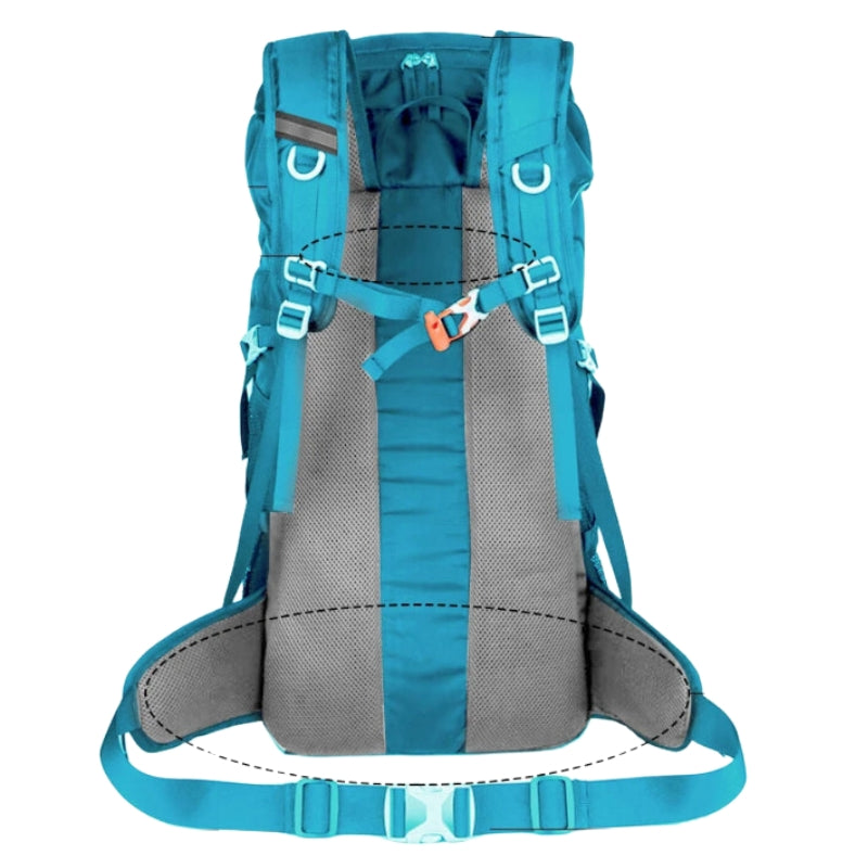 50l hiking bag back of the bag - Turquoise - Army Green - Blue - Black - Red