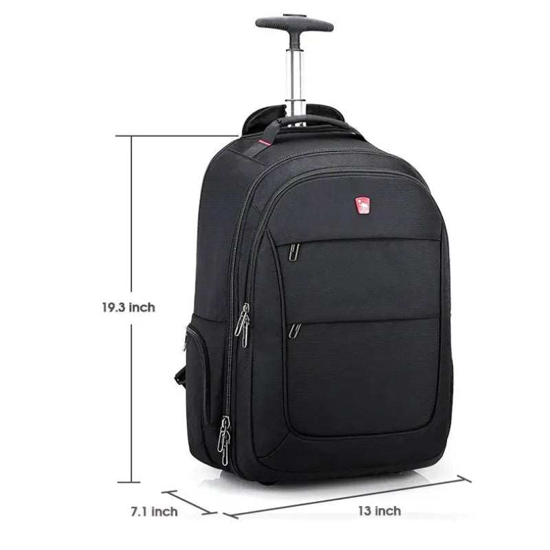 wheeled backpack suitcase dimensions indicated - Black