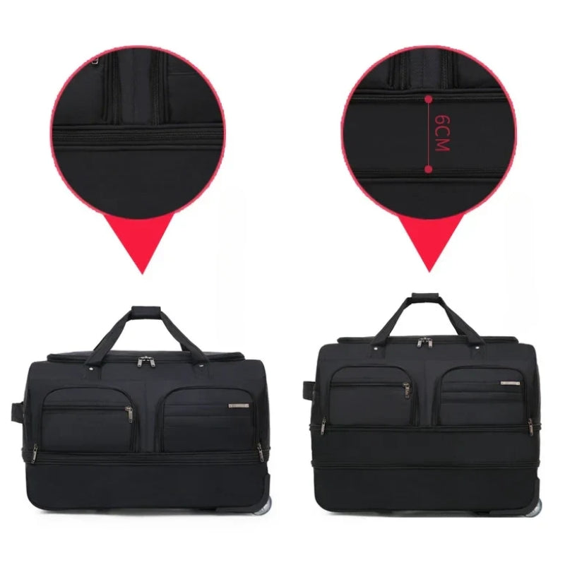trolley travel bag close up zip closure - Black - Navy Blue - Red - Grey - Gray