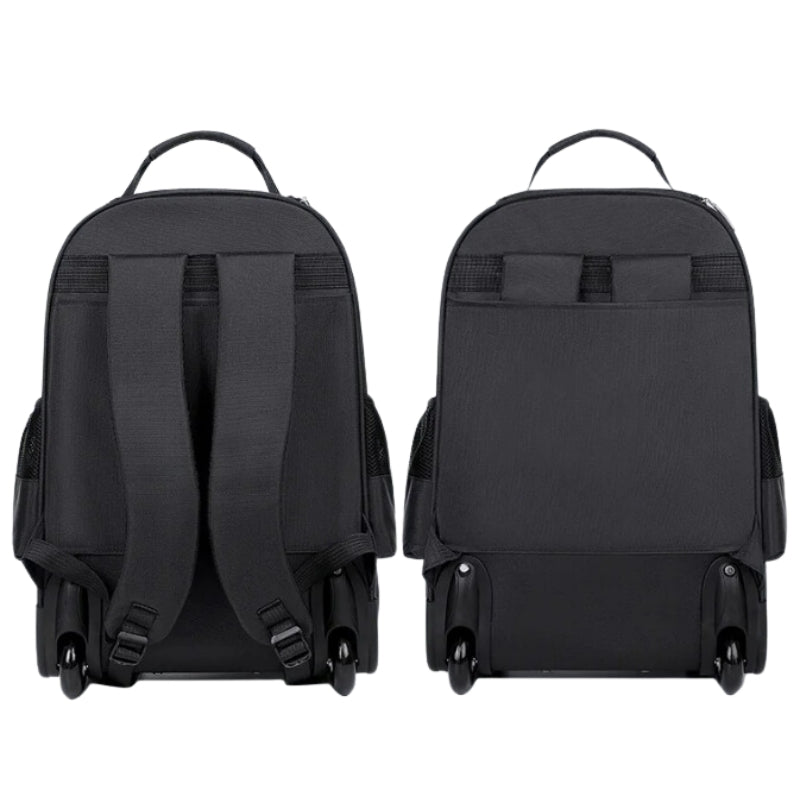 wheeled backpack two visible angles - Navy Blue - Grey - Gray - Black