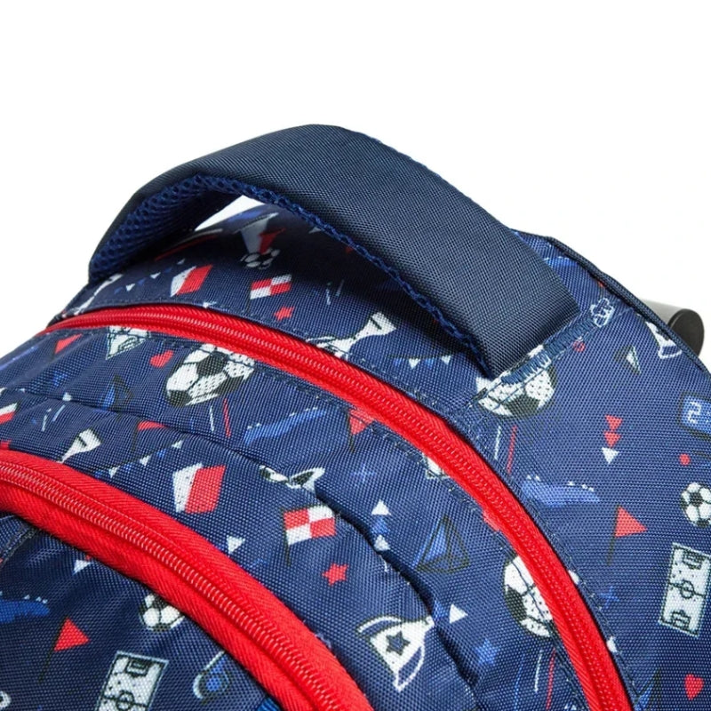 children's backpack and wheels zip detail - Mermaid Pattern 1 - Mermaid Pattern 2 - Unicorn Pattern - Football Pattern 1 - Football Pattern 2
