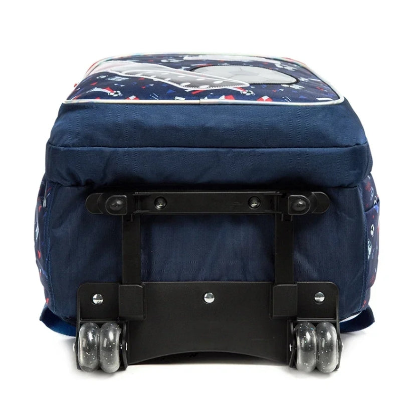 children's backpack and wheels back view wheels - Mermaid Pattern 1 - Mermaid Pattern 2 - Unicorn Pattern - Football Pattern 1 - Football Pattern 2