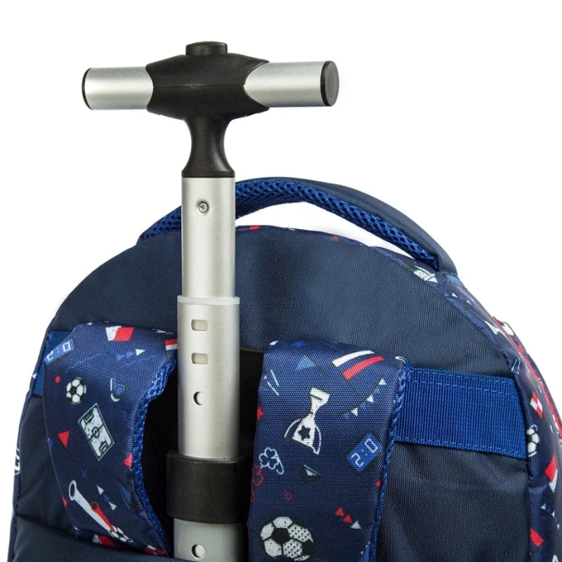 children's backpack and wheels handle detail - Mermaid Pattern 1 - Mermaid Pattern 2 - Unicorn Pattern - Football Pattern 1 - Football Pattern 2