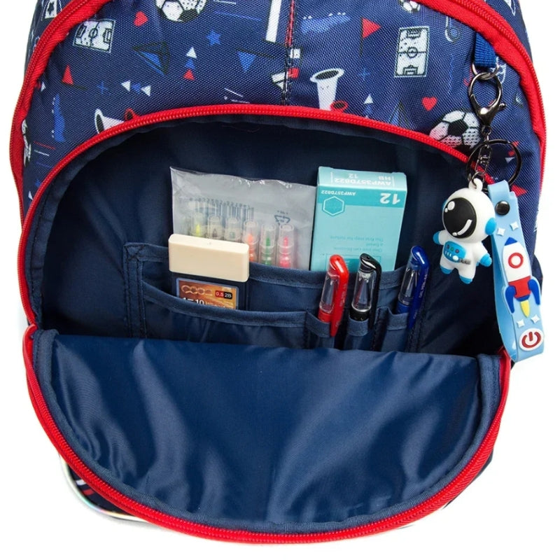 children's backpack and wheels open compartment - Mermaid Pattern 1 - Mermaid Pattern 2 - Unicorn Pattern - Football Pattern 1 - Football Pattern 2