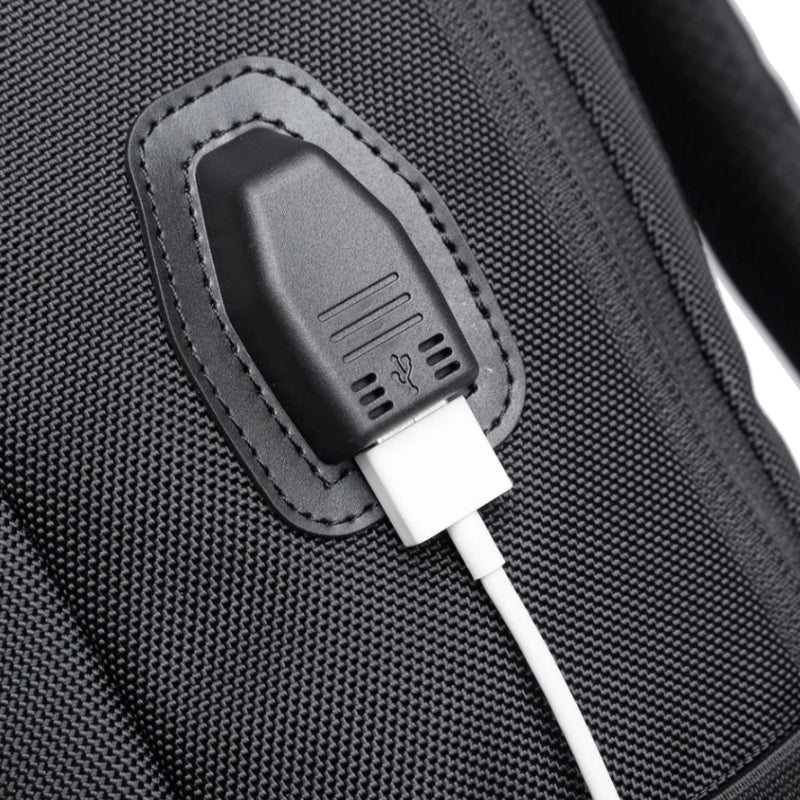 work backpack men usb connector detail - Grey - Gray - Black - Navy Blue