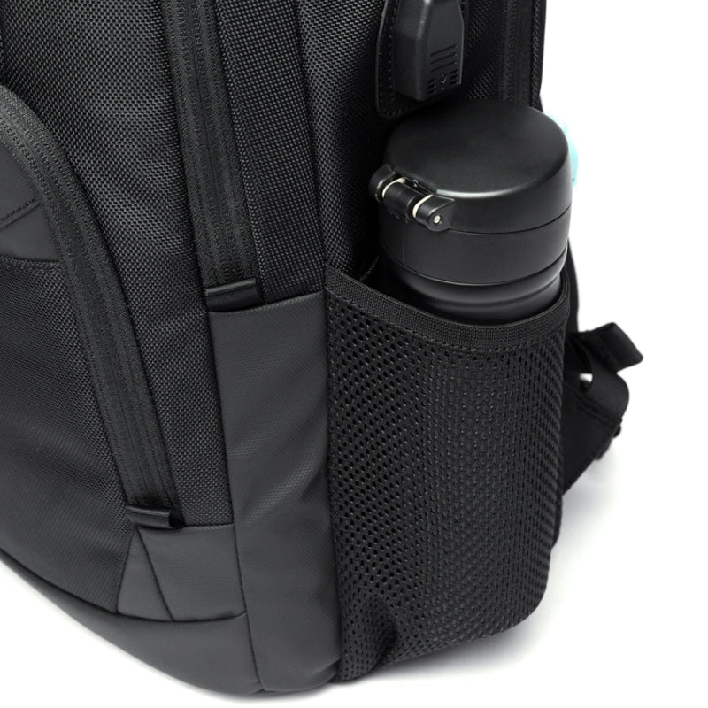 work backpack men side pocket with bottle - Grey - Gray - Black - Navy Blue