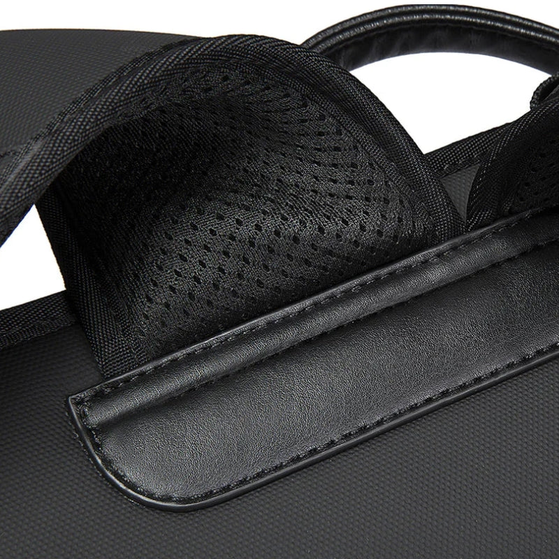 luxury men's laptop backpack compartment open - Black - Grey - Gray