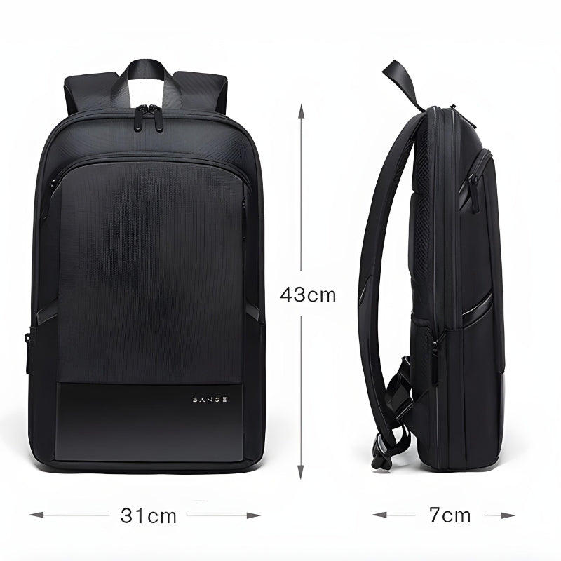 waterproof computer backpack for men front and side view - Grey - Gray - Navy Blue - Black