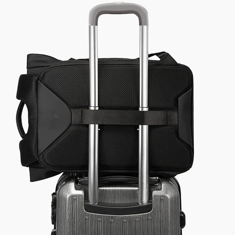 waterproof backpack bag on suitcase - Black