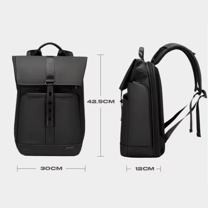 waterproof backpack 20l front and side view - Black
