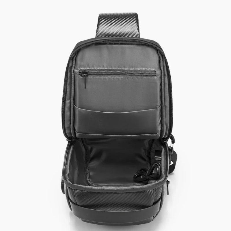 messenger bag man interior open compartment - Bronze - Black