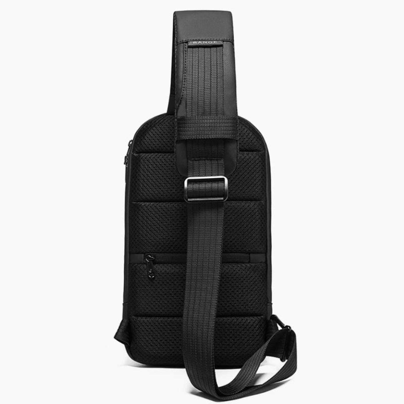 men's chest bag close up back - Black
