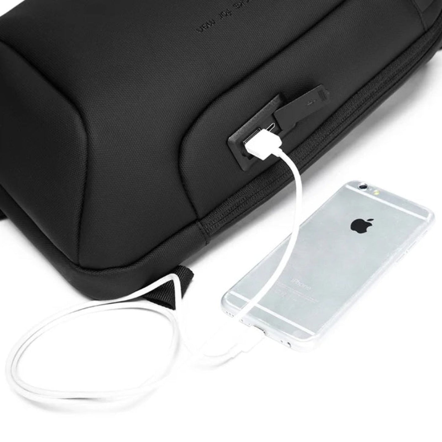 men's chest bag usb port detail - Navy Blue - Grey - Gray - Black