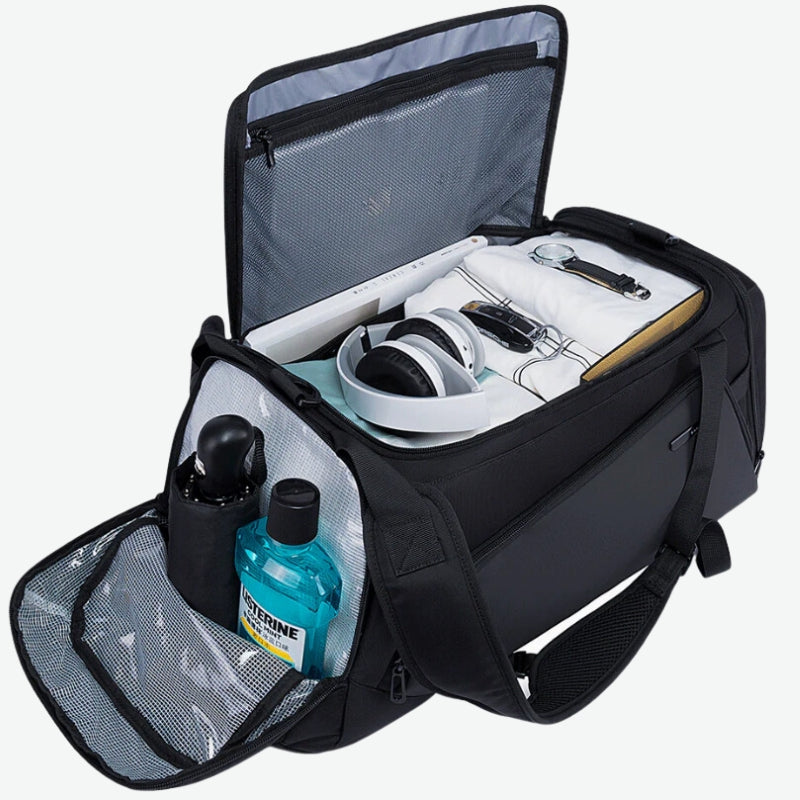 luxury travel bag for men open compartment - Grey - Gray - Black
