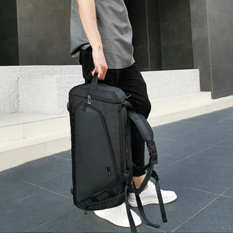 luxury travel bag for men held in hand - Grey - Gray - Black