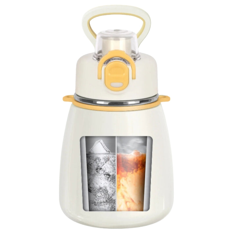 stainless steel kids water bottle close up design - White