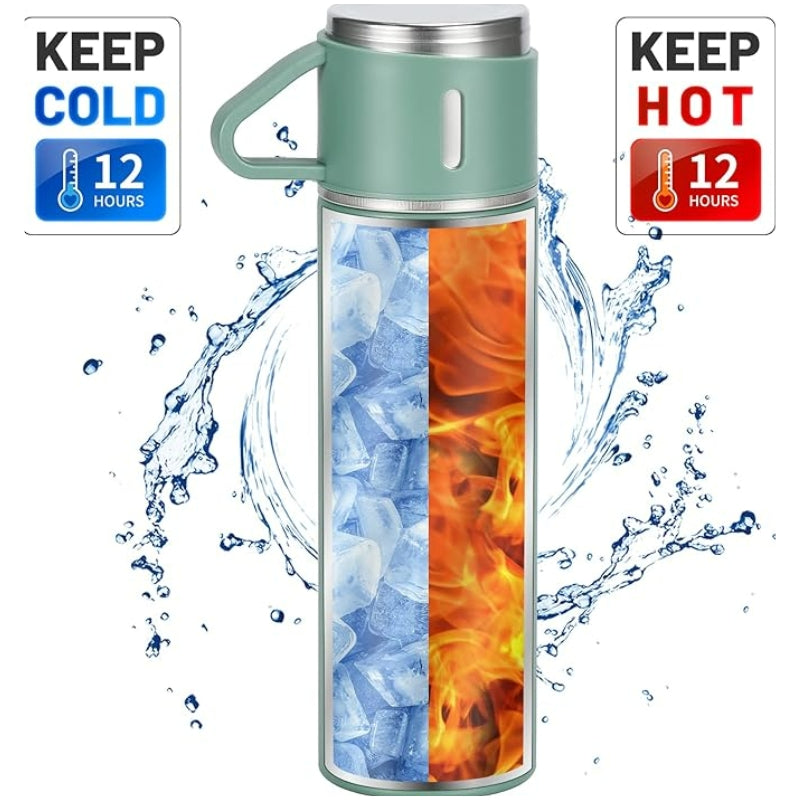 thermos with cup close up innovative design - Pink - Black - Beige - Green - Grey - Gray - Blue