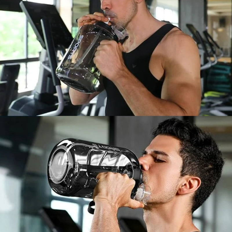 jug water bottle two people drinking - Black