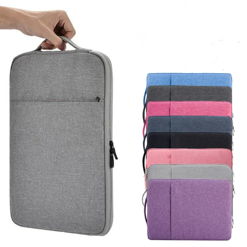 laptop sleeve held in hand - Dark Grey - Dark Gray - Navy Blue - Black - Light Blue - Fuchsia - Light Grey - Light Gray - Violet - Pink