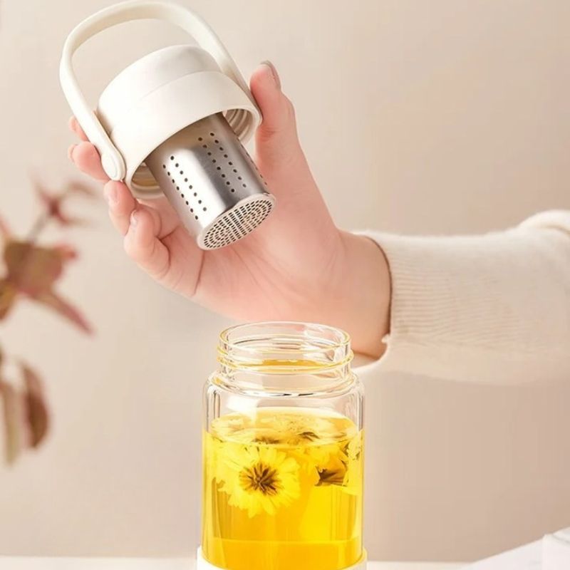 glass infuser water bottle close up infuser - Green - White - Purple