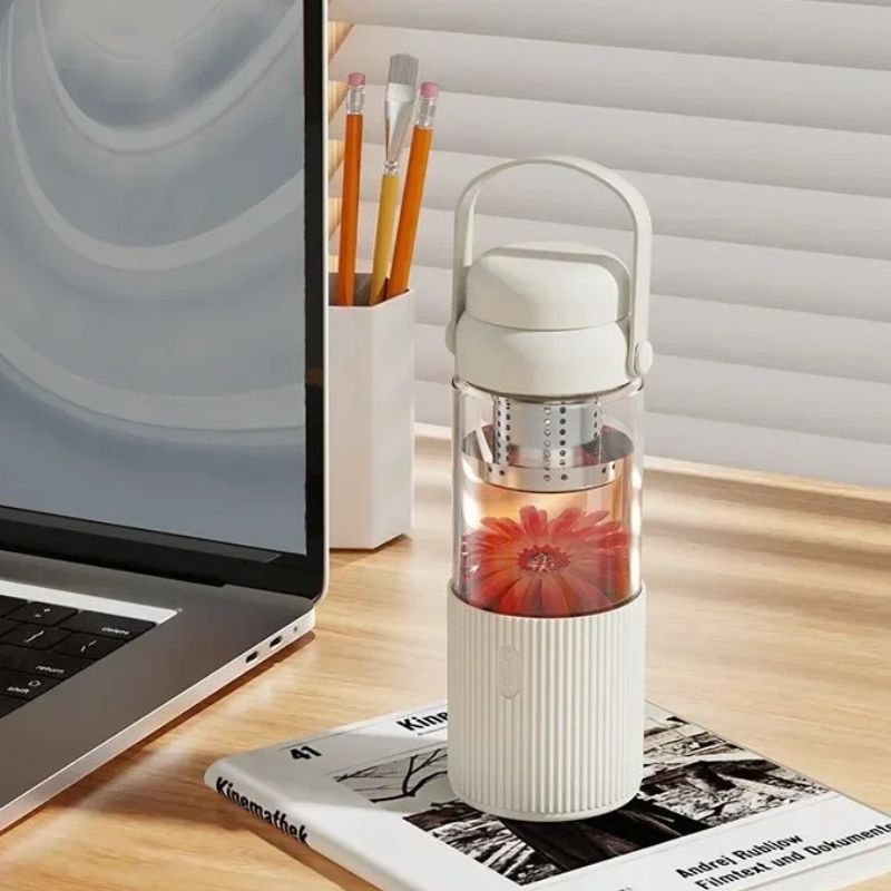 glass infuser bottle close up product - Green - White - Purple
