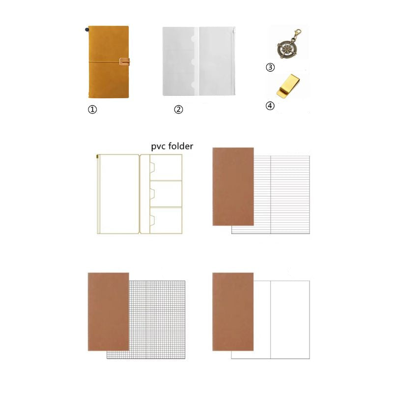 vintage notebook two items visible - Black - Dark Brown - Brown - Green - Blue - Red - Purple